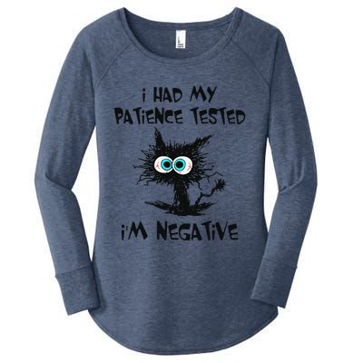 I Had My Patience Tested Im Negative Cat Funny Sarcasm Women's Perfect Tri Tunic Long Sleeve Shirt