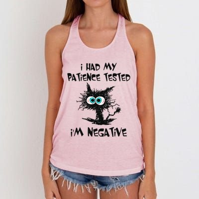 I Had My Patience Tested Im Negative Cat Funny Sarcasm Women's Knotted Racerback Tank