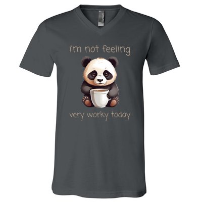 I Hate Mornings Panda V-Neck T-Shirt