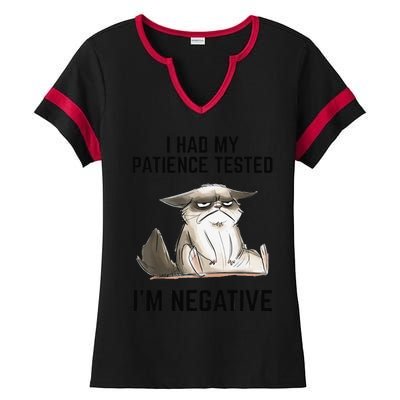 I Had My Patience Tested Im Negative Cat Funny Vintage Ladies Halftime Notch Neck Tee