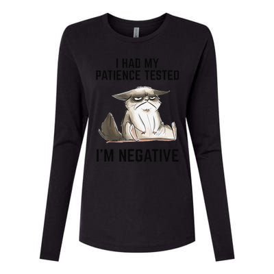 I Had My Patience Tested Im Negative Cat Funny Vintage Womens Cotton Relaxed Long Sleeve T-Shirt