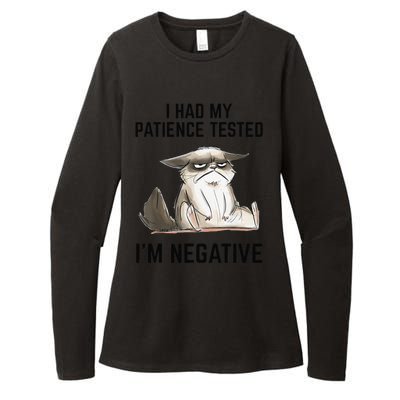 I Had My Patience Tested Im Negative Cat Funny Vintage Womens CVC Long Sleeve Shirt