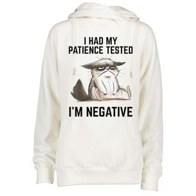 I Had My Patience Tested Im Negative Cat Funny Vintage Womens Funnel Neck Pullover Hood