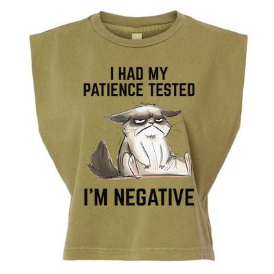 I Had My Patience Tested Im Negative Cat Funny Vintage Garment-Dyed Women's Muscle Tee