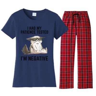 I Had My Patience Tested Im Negative Cat Funny Vintage Women's Flannel Pajama Set