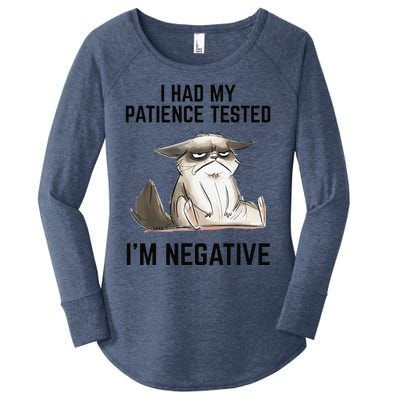 I Had My Patience Tested Im Negative Cat Funny Vintage Women's Perfect Tri Tunic Long Sleeve Shirt