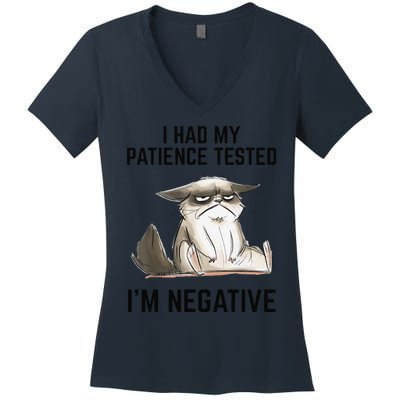 I Had My Patience Tested Im Negative Cat Funny Vintage Women's V-Neck T-Shirt