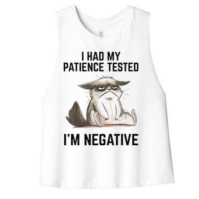 I Had My Patience Tested Im Negative Cat Funny Vintage Women's Racerback Cropped Tank