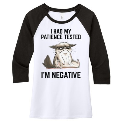 I Had My Patience Tested Im Negative Cat Funny Vintage Women's Tri-Blend 3/4-Sleeve Raglan Shirt