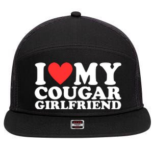 I Heart My Cougar Girlfriend 7 Panel Mesh Trucker Snapback Hat