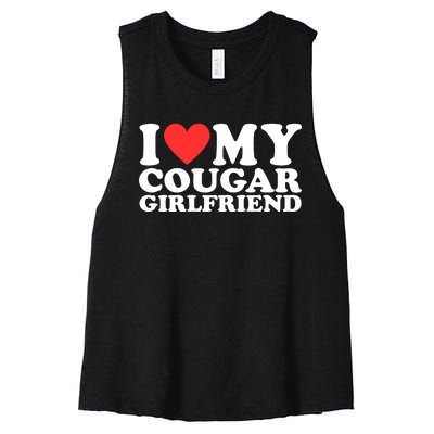 I Heart My Cougar Girlfriend Women's Racerback Cropped Tank