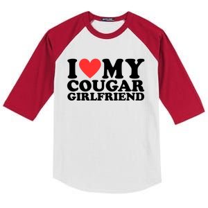 I Heart My Cougar Girlfriend Kids Colorblock Raglan Jersey