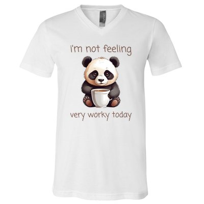 I Hate Mornings Panda V-Neck T-Shirt