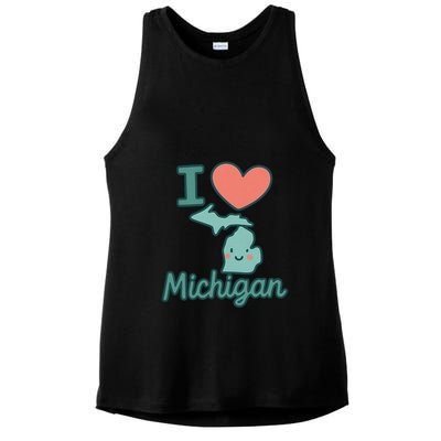 I Heart Michigan Ladies PosiCharge Tri-Blend Wicking Tank