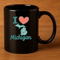 I Heart Michigan 11oz C Handle Ceramic Mug