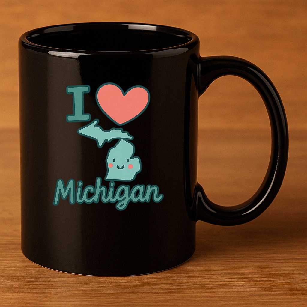I Heart Michigan 11oz C Handle Ceramic Mug