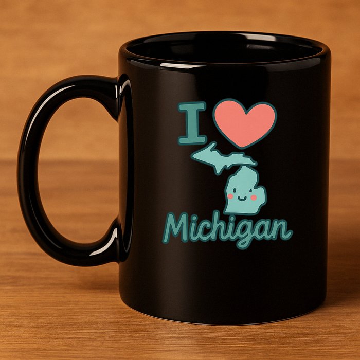 I Heart Michigan 11oz C Handle Ceramic Mug
