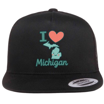 I Heart Michigan Flat Bill Trucker Hat