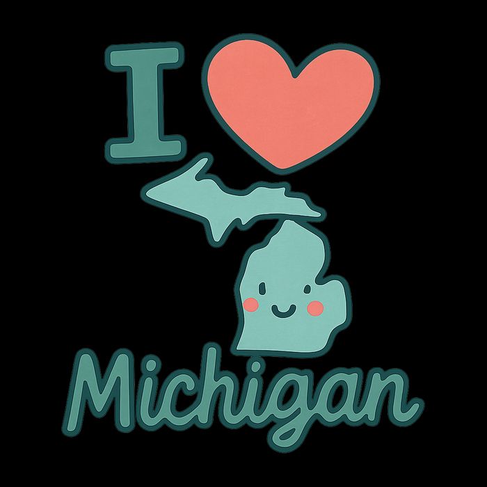 I Heart Michigan Flat Bill Trucker Hat