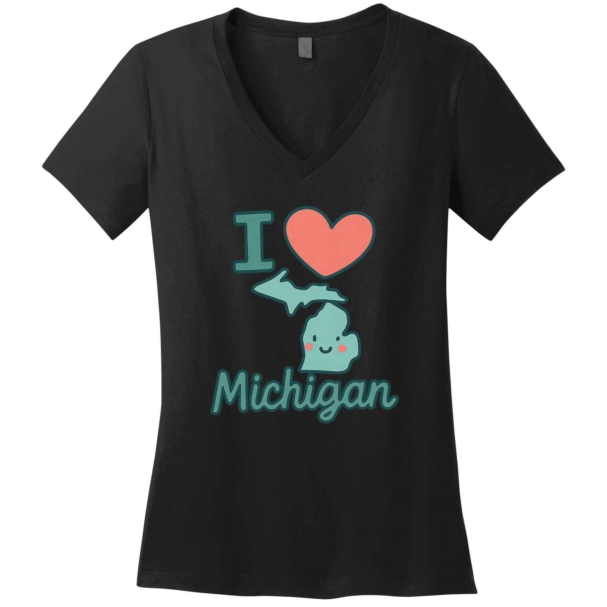 I Heart Michigan Women's V-Neck T-Shirt