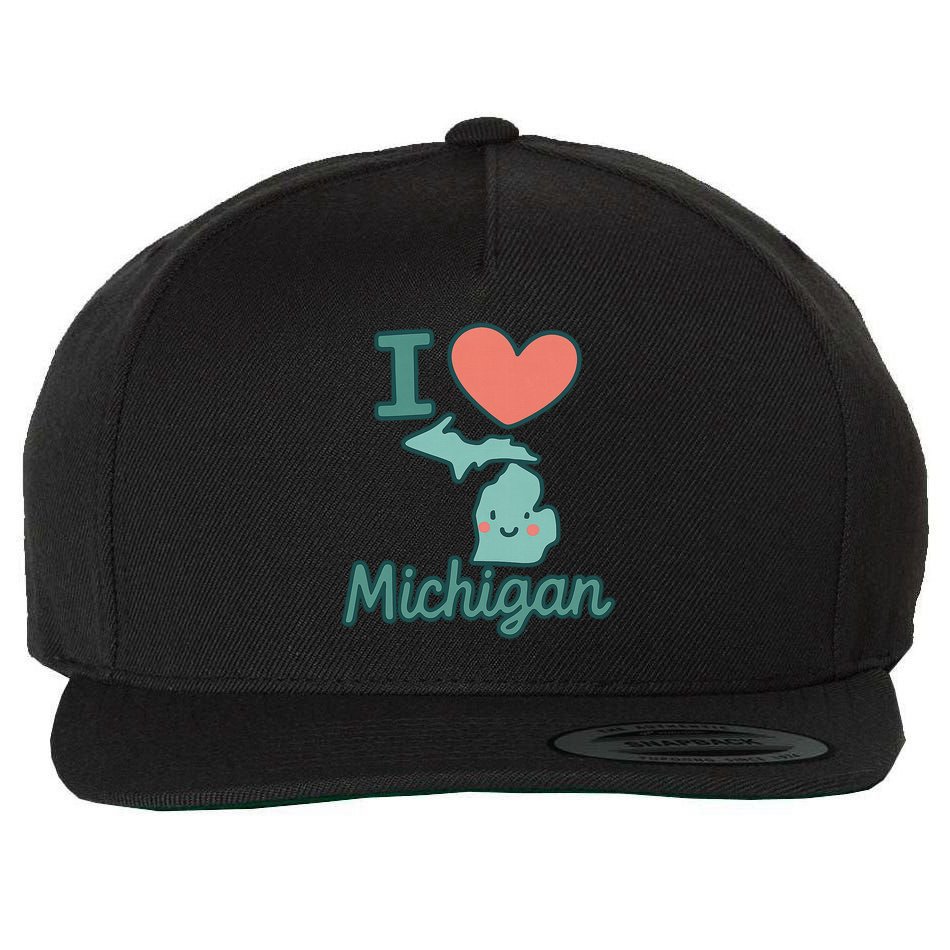 I Heart Michigan Wool Snapback Cap
