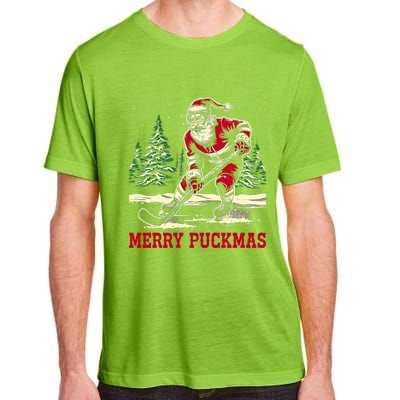 Ice Hockey Merry Puckmas Icehockey Player Christmas Ugly Gift Adult ChromaSoft Performance T-Shirt