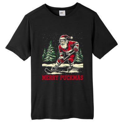 Ice Hockey Merry Puckmas Icehockey Player Christmas Ugly Gift Tall Fusion ChromaSoft Performance T-Shirt