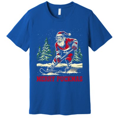 Ice Hockey Merry Puckmas Icehockey Player Christmas Ugly Gift Premium T-Shirt