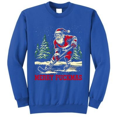 Ice Hockey Merry Puckmas Icehockey Player Christmas Ugly Gift Tall Sweatshirt