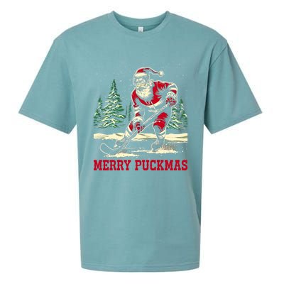 Ice Hockey Merry Puckmas Icehockey Player Christmas Ugly Gift Sueded Cloud Jersey T-Shirt