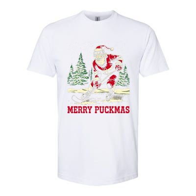 Ice Hockey Merry Puckmas Icehockey Player Christmas Ugly Gift Softstyle CVC T-Shirt