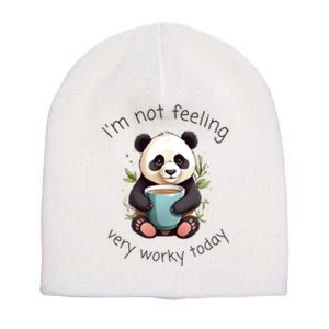 I Hate Mornings Panda Short Acrylic Beanie