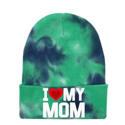 i heart my mom love my mom happy mors day family out Tie Dye 12in Knit Beanie