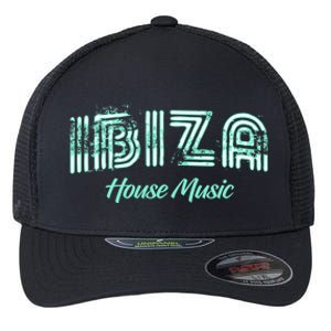 Ibiza House Music Teal Ibiza Spain Music Gift Flexfit Unipanel Trucker Cap