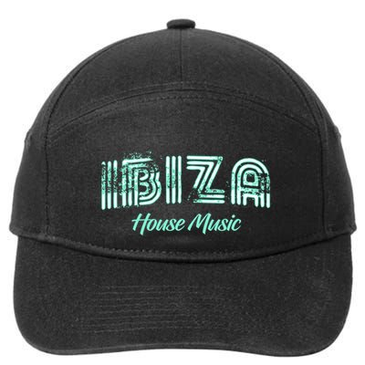 Ibiza House Music Teal Ibiza Spain Music Gift 7-Panel Snapback Hat