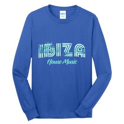 Ibiza House Music Teal Ibiza Spain Music Gift Tall Long Sleeve T-Shirt