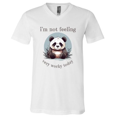 I Hate Mornings Panda V-Neck T-Shirt