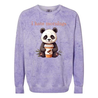 I Hate Mornings Panda Colorblast Crewneck Sweatshirt