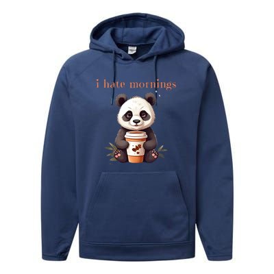 I Hate Mornings Panda Performance Fleece Hoodie