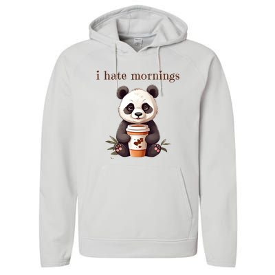 I Hate Mornings Panda Performance Fleece Hoodie