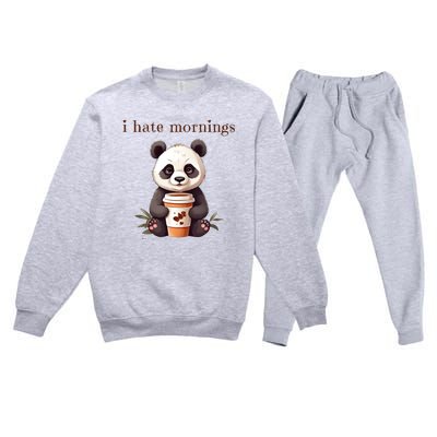 I Hate Mornings Panda Premium Crewneck Sweatsuit Set