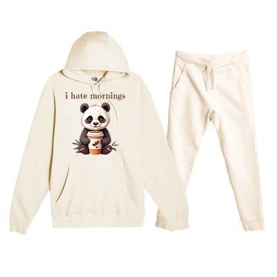 I Hate Mornings Panda Premium Hooded Sweatsuit Set