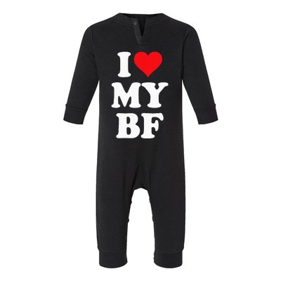 I Heart My Bf ValentineS Day For Boyfriend Best I Love Bf Infant Fleece One Piece