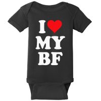 I Heart My Bf ValentineS Day For Boyfriend Best I Love Bf Baby Bodysuit