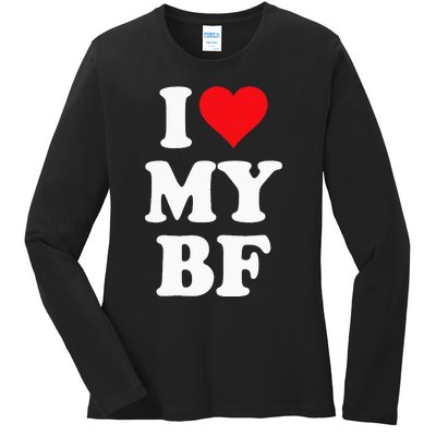 I Heart My Bf ValentineS Day For Boyfriend Best I Love Bf Ladies Long Sleeve Shirt