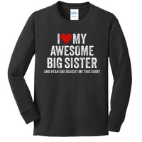 I Heart My Big Sister Kids Long Sleeve Shirt