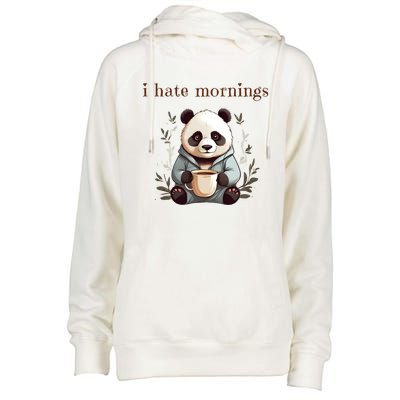 I Hate Mornings Panda Womens Funnel Neck Pullover Hood