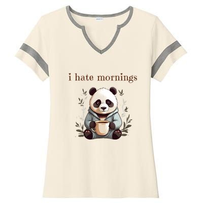 I Hate Mornings Panda Ladies Halftime Notch Neck Tee