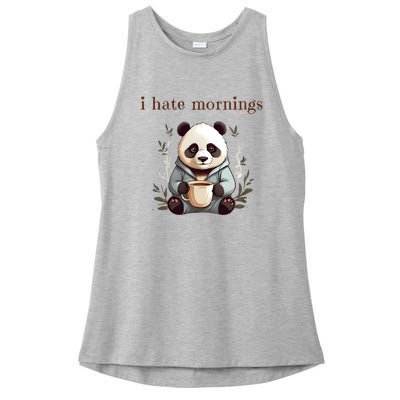 I Hate Mornings Panda Ladies PosiCharge Tri-Blend Wicking Tank