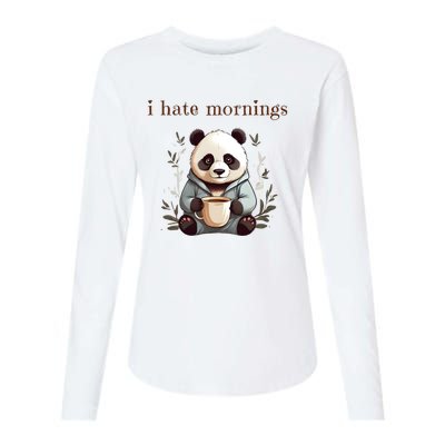 I Hate Mornings Panda Womens Cotton Relaxed Long Sleeve T-Shirt